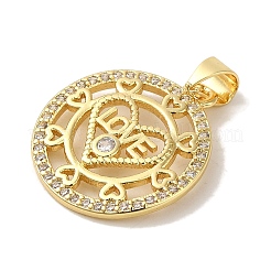 Rack Plating Brass Micro Pave Clear Cubic Zirconia Pendants&nbsp;KK-P267-11E-G