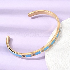 304 Stainless Steel Pave Clear Cubic Zirconia Open Cuff Bangles for Women&nbsp;SA-CBAC920-16G
