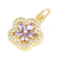 Brass Micro Pave Cubic Zirconia Pendants&nbsp;KK-F938-28G-05