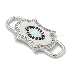 Rack Plating Brass Micro Pave Clear & Black Cubic Zirconia Eye Mask Connector Charms&nbsp;KK-L224-066P