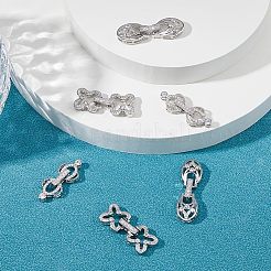 6Pcs 3 Styles Rack Plating Brass Micro Pave Clear Cubic Zirconia Fold Over Clasps&nbsp;KK-HS0001-01P