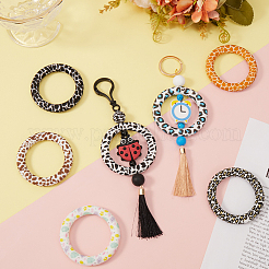 7Pcs 7 Colors Print Silicone Beads&nbsp;SIL-SC0001-86A