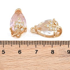 Brass Micro Pave Clear Cubic Zirconia Connector Charms&nbsp;CU-CBA7392-13G