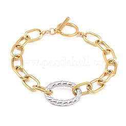 Two-Tone 304 Stainless Steel Cable Chain Bracelets&nbsp;BJEW-T023-03GP