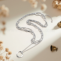 4Pcs 2 Colors Iron & Alloy 3 Layer Twisted Ring Pendant Necklaces for Women&nbsp;NJEW-HY0001-26