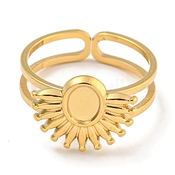 Ion Plating(IP) 304 Stainless Steel Sun Open Cuff Ring Components&nbsp;RJEW-A043-01G