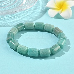 Column Natural Amazonite Beads Stretch Bracelets for Women Men&nbsp;BJEW-A148-01A-17