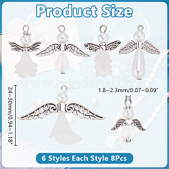 48Pcs 6 Style Alloy & Acrylic & Glass Pendants&nbsp;PALLOY-AR00032