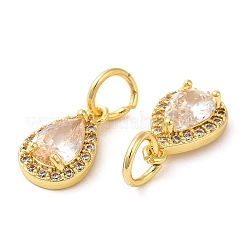 Rack Plating Brass Micro Pave Clear Cubic Zirconia Charms&nbsp;KK-Z026-10G