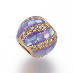 Brass Micro Pave Cubic Zirconia European Beads&nbsp;ZIRC-E159-06B-G