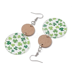 Acrylic and Poplar Stud Earrings&nbsp;EJEW-JE06337