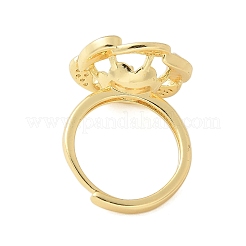 Flower Brass Shell & Cubic Zirconia Adjustable Ring Settings&nbsp;KK-K297-07G