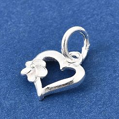 925 Sterling Silver Flower Hollow Heart Charms&nbsp;STER-G046-04S