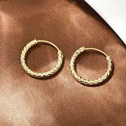 Brass Textured Hoop Earrings&nbsp;LS-EJEW-F378-03B-G