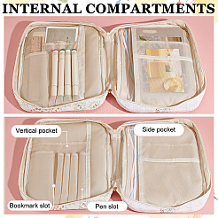 Flower Printed Polyester Book Storage Zipper Bags&nbsp;ABAG-WH0048-80B