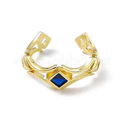 Cubic Zirconia Rhombus Open Cuff Ring&nbsp;RJEW-P079-08G-02