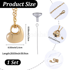 1Pc 304 Stainless Steel Heart Pendant Urn Ashes Necklaces&nbsp;NJEW-CN0001-20G