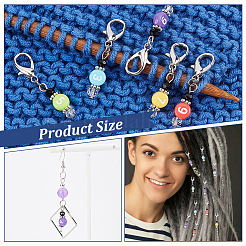 Acrylic & Glass Beaded Number Pendant Locking Stitch Markers&nbsp;HJEW-PH01871