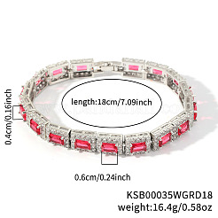 Elegant Brass Cubic Zirconia Rectangle Link Chain Bracelets for Women&nbsp;OJ6421-5