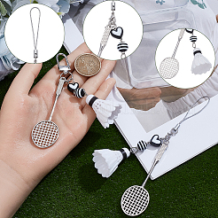 2Pcs 2 Styles Badminton & Racket Alloy & Resin & PVC Pendant Decorations&nbsp;AJEW-BM0001-19