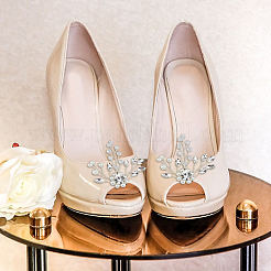 2 Pairs Detachable ABS Imitation Pearl & Rhinestone Flower Shoe Decoration&nbsp;AJEW-HY0001-20