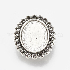 Tibetan Style Alloy Slide Charms Cabochon Settings&nbsp;TIBEB-R068-17AS-LF