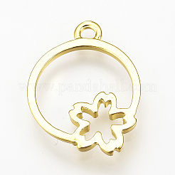 Rack Plating Alloy Open Back Bezel Pendants&nbsp;PALLOY-Q351-71G-FF