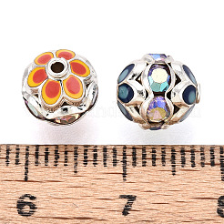 Round Brass Enamel Beads&nbsp;KK-Q080-01C-S