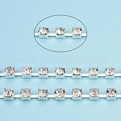 Silver Plated Brass Rhinestone Strass Chains&nbsp;CHC-N020-12A-03