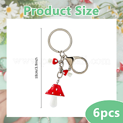 6Pcs Opaque Resin Mushroom Keychains&nbsp;KEYC-DC00071
