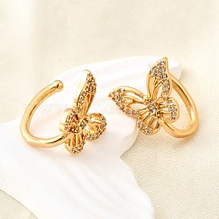 Brass Micro Pave Clear Cubic Zirconia Cuff Earrings&nbsp;EJEW-F370-23G
