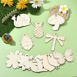 60Pcs 12 Styles Blank Wood Big Pendants&nbsp;WOOD-CJ0002-26