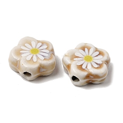 Glaze Daisy Flower Printed Porcelain Beads&nbsp;PR-CBA03B0-04A