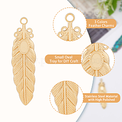 18Pcs 3 Colors 201 Stainless Steel Pendant Settings for Enamel&nbsp;STAS-DC0013-47