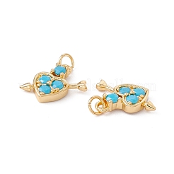 Rack Plating Brass Micro Pave Deep Sky Blue Cubic Zirconia Pendants&nbsp;ZIRC-C040-40G