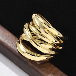 Brass Multi-layer Cuff Finger Rings&nbsp;RJEW-C120-03G