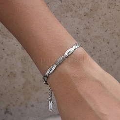 304 Stainless Steel 2-Strand Twisted Flat Snake Chain Bracelets&nbsp;MC1160