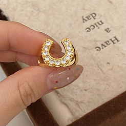 Brass Micro Pave Cubic Zirconia Adjustable Cuff Rings&nbsp;FS-WG9D77F-01