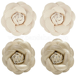 4Pcs 2 Styles Flower Imitation Leather Shoe Decoration&nbsp;AJEW-CL0005-01B