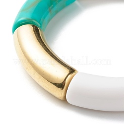 Curved Tube Beads Stretch Bracelet for Girl Women&nbsp;BJEW-JB06941-02