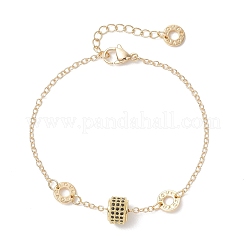 Brass Cubic Zirconia Beads Link Braceletsm Cable Chains Bracelets for Women&nbsp;BJEW-JB13050