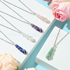 Natural Mixed Gemstone Faceted Bullet Shaped Pendant Necklaces&nbsp;NJEW-JN05026-02