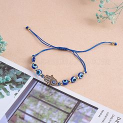 5Pcs 5 Style Rhinestone Evil Eye Link Bracelets Set with Glass & Resin Beaded&nbsp;BJEW-SW00104