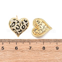 Heart Brass Micro Pave Clear Cubic Zirconia Stud Earrings&nbsp;EJEW-H178-09G-02