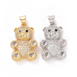 Brass Cubic Zirconia Pendants&nbsp;ZIRC-K089-14G