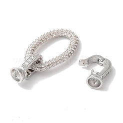 Oval Rack Plating Brass Micro Pave Clear Cubic Zirconia Fold Over Clasps&nbsp;KK-A225-14P