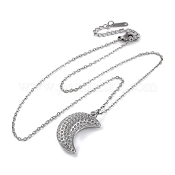 304 Stainless Steel Openable Moon Pendant Cable Chain Necklaces for Women&nbsp;STAS-Z114-18P