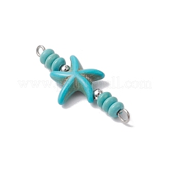 10Pcs 2 Colors Starfish & Rondelle Dyed Synthetic Turquoise Beaded Connector Charms&nbsp;PALLOY-JF03948