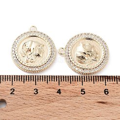 Brass Micro Pave Clear Cubic Zirconia Pendants&nbsp;KK-F871-40G