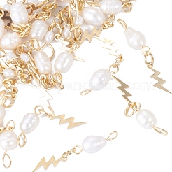 30Pcs 3 Styles Natural Cultured Freshwater Pearl & Brass Pendants&nbsp;PALLOY-TAC0315
